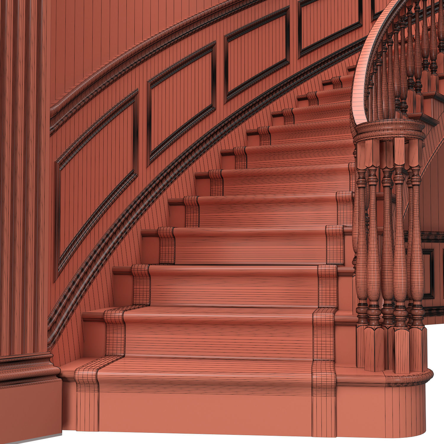 Classic stairs 3 3D model_5
