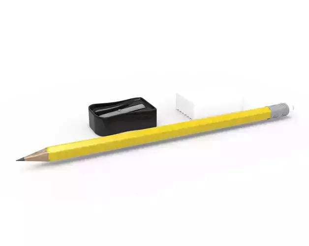 Pencil Eraser sharpener Education  Low-poly 3D model