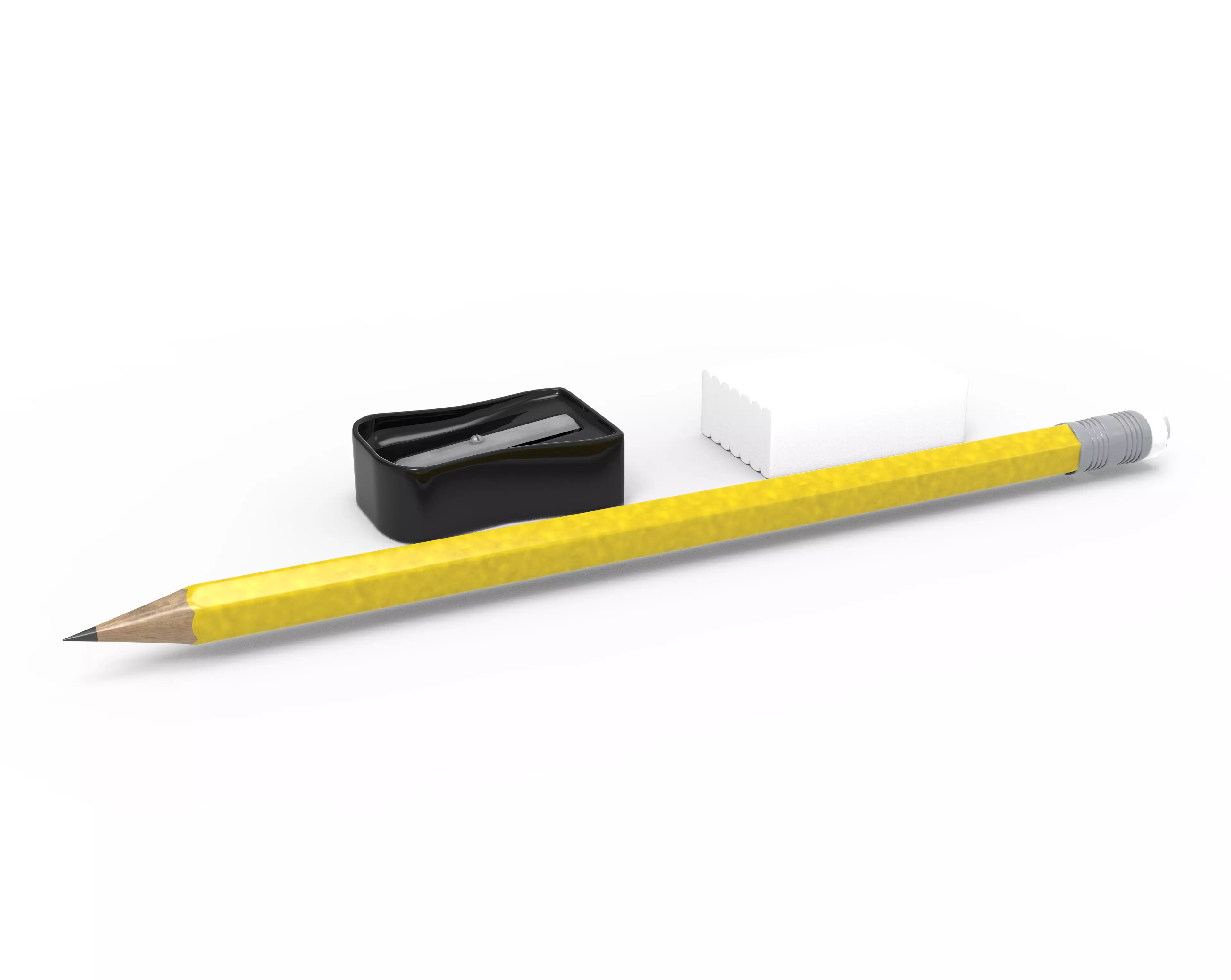 Pencil Eraser sharpener Education Low-poly 3D model