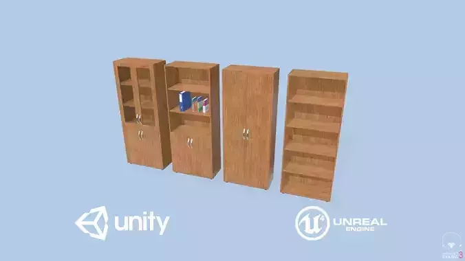 Bookcases Low-poly 3D model