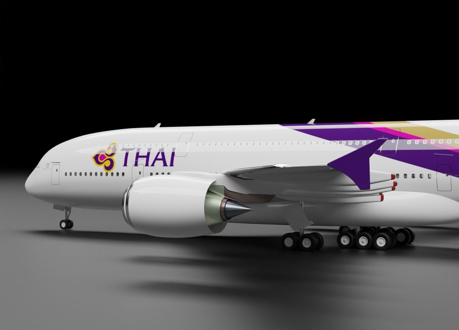 Airbus A380-800 THAI Livery 3D model_2