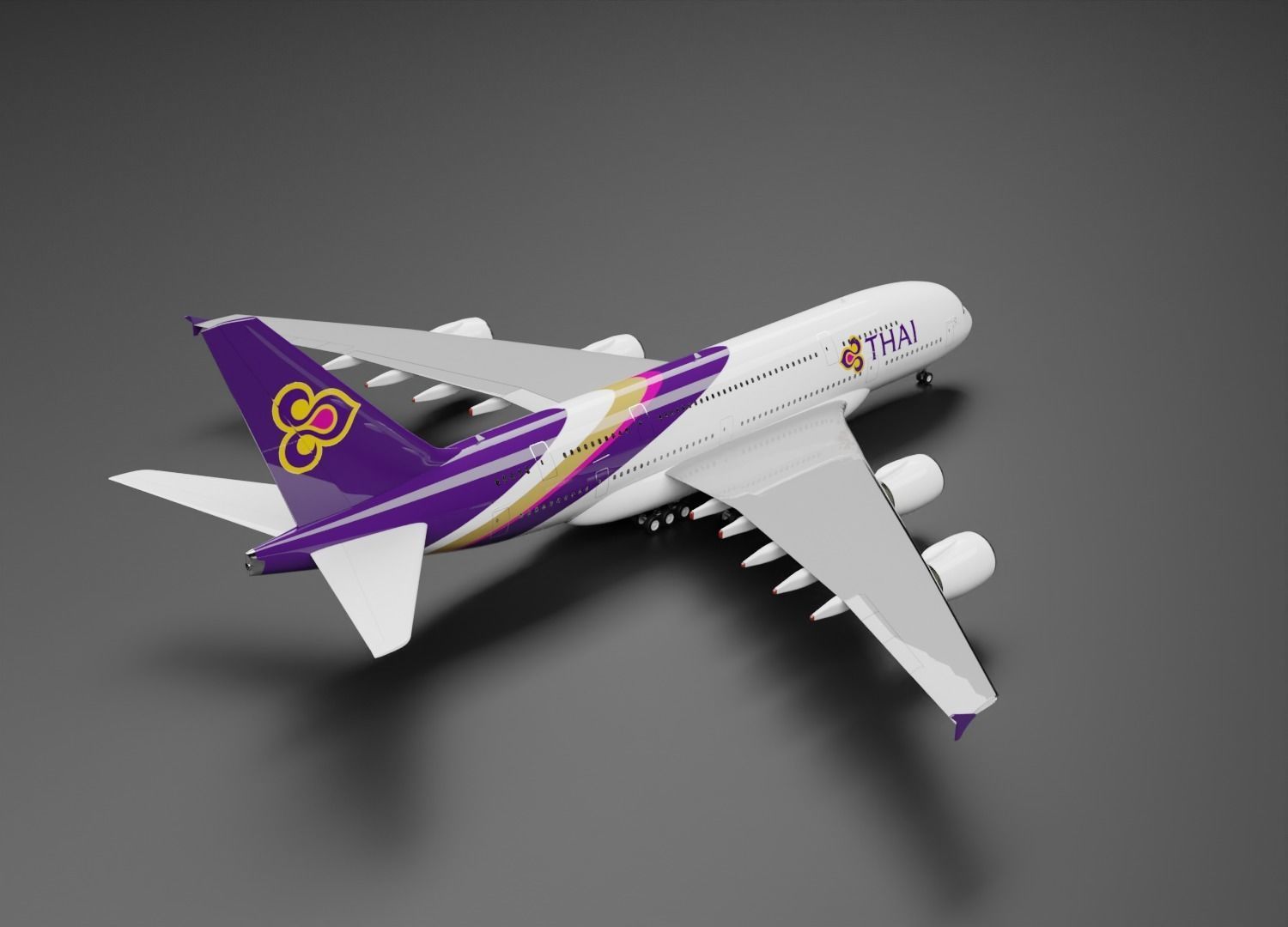 Airbus A380-800 THAI Livery 3D model_1