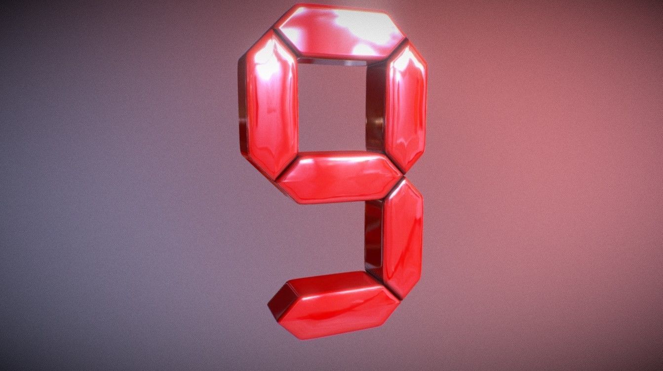 Ten Sec countdown video timer 3D animation from nine to zero 3D model_10