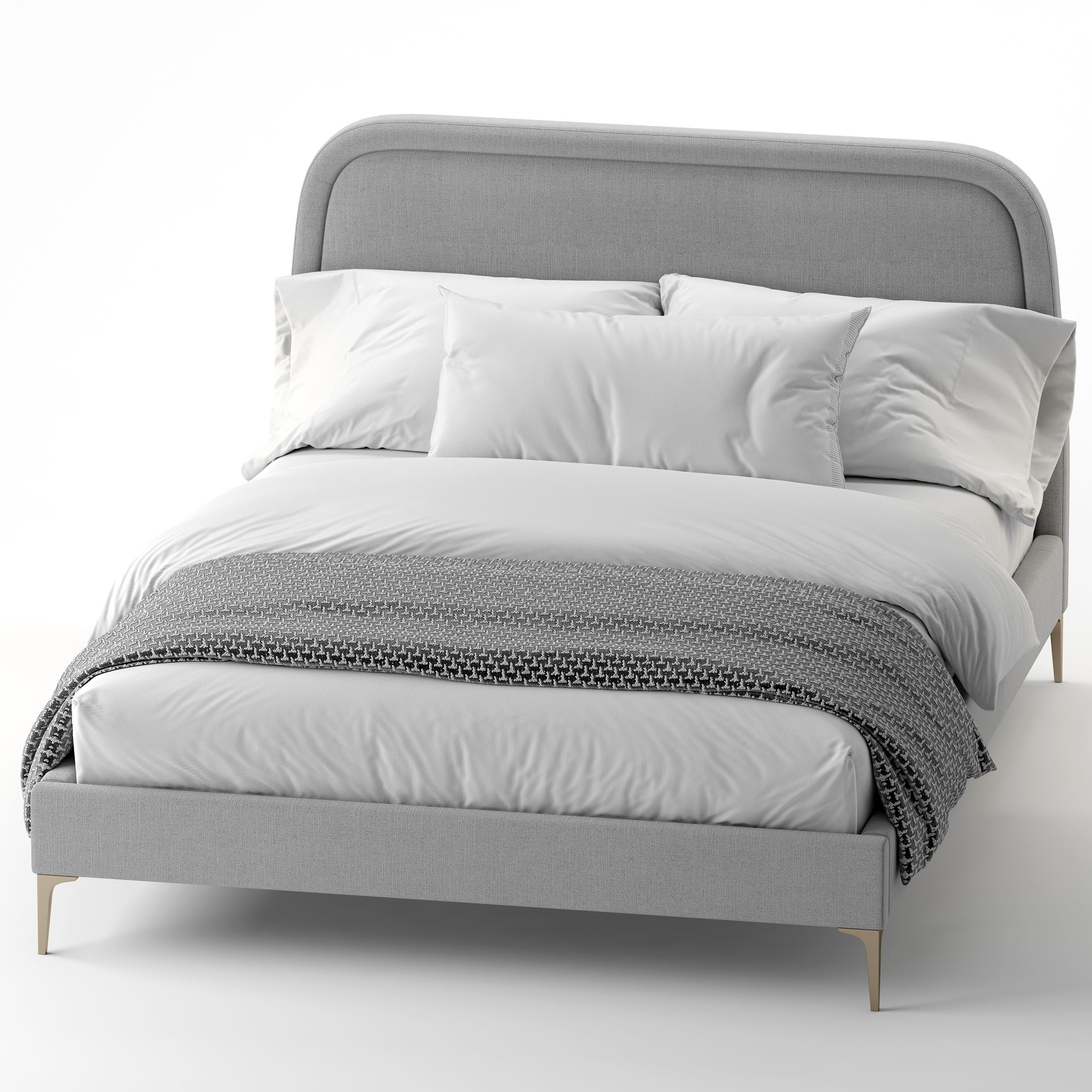 West Elm Camilla Queen bed metal legs 3D model_1