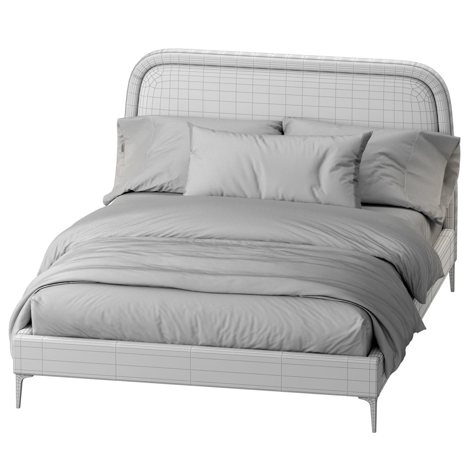 West Elm Camilla Queen bed metal legs 3D model_2