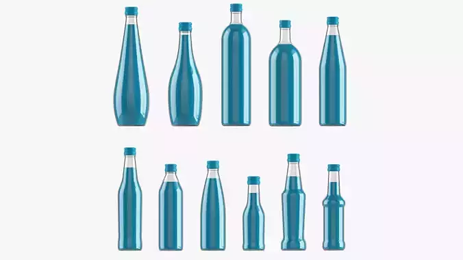 Glass soft drink bottles Vol1 3D Model Collection
