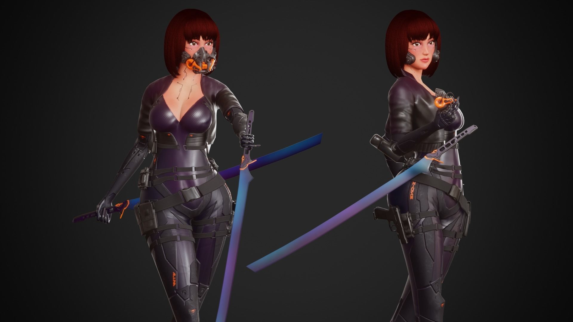Cyberpunk Alina Robot Low-poly 3D model_7