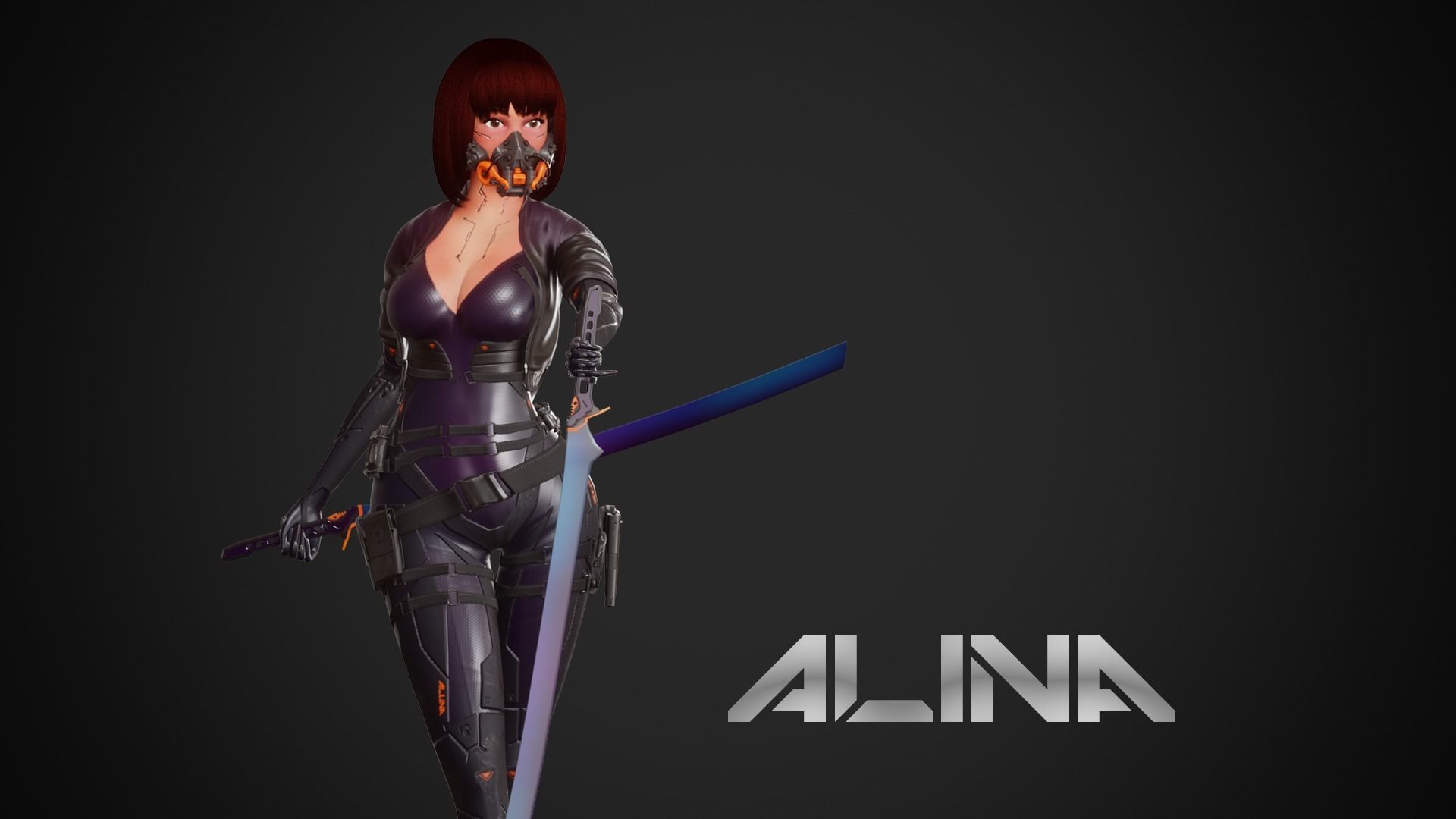 Cyberpunk Alina Robot Low-poly 3D model_2