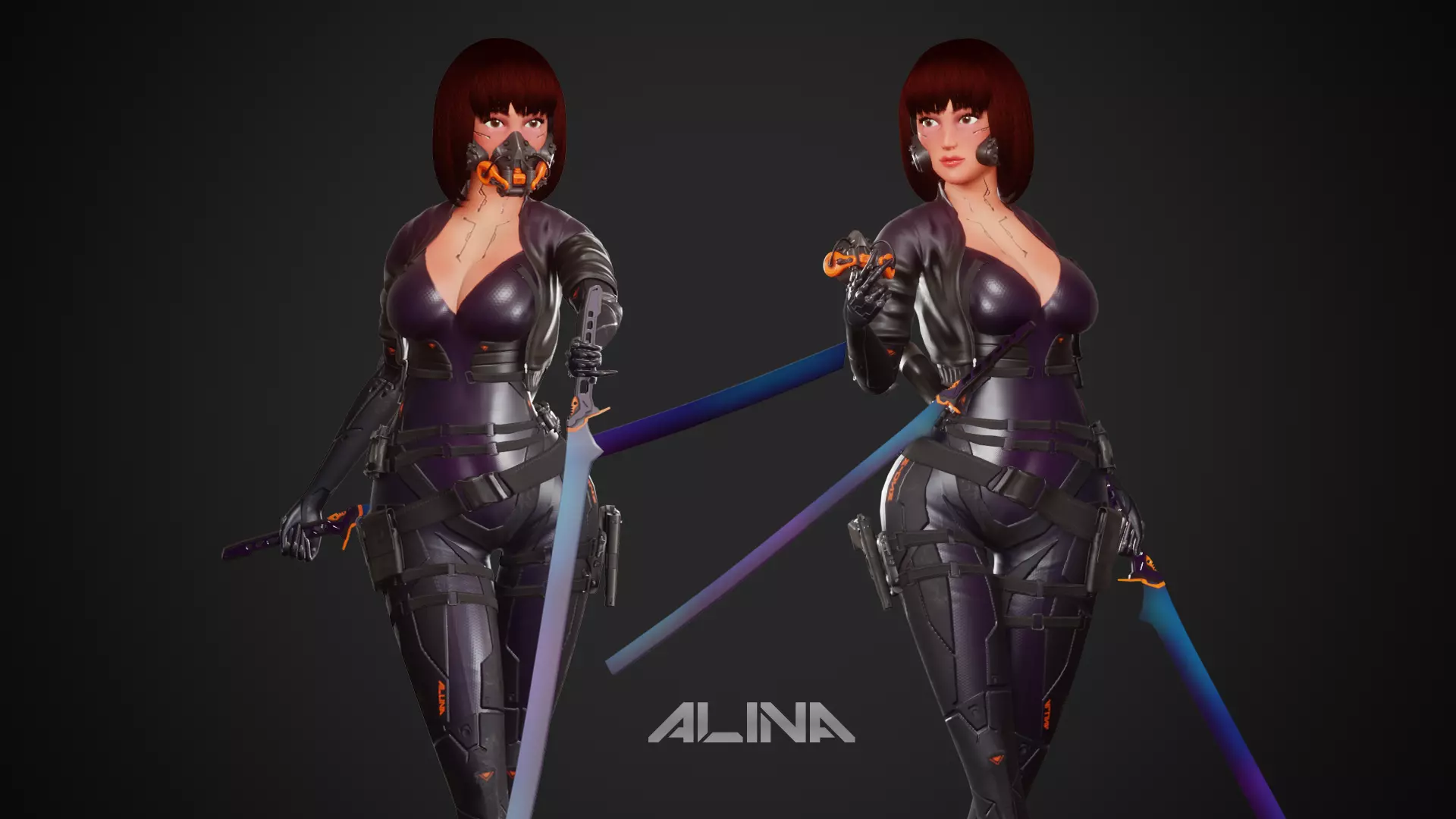 Cyberpunk Alina Robot Low-poly 3D model_0