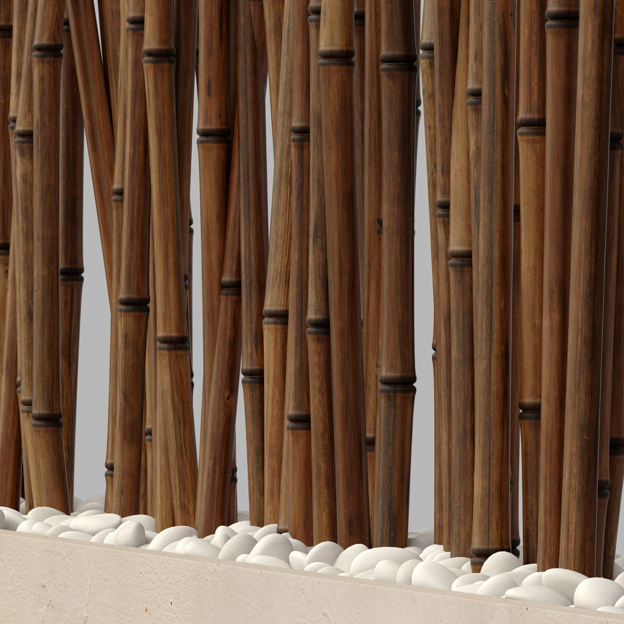 Bamboo low  decor pebble n1 3D model_2