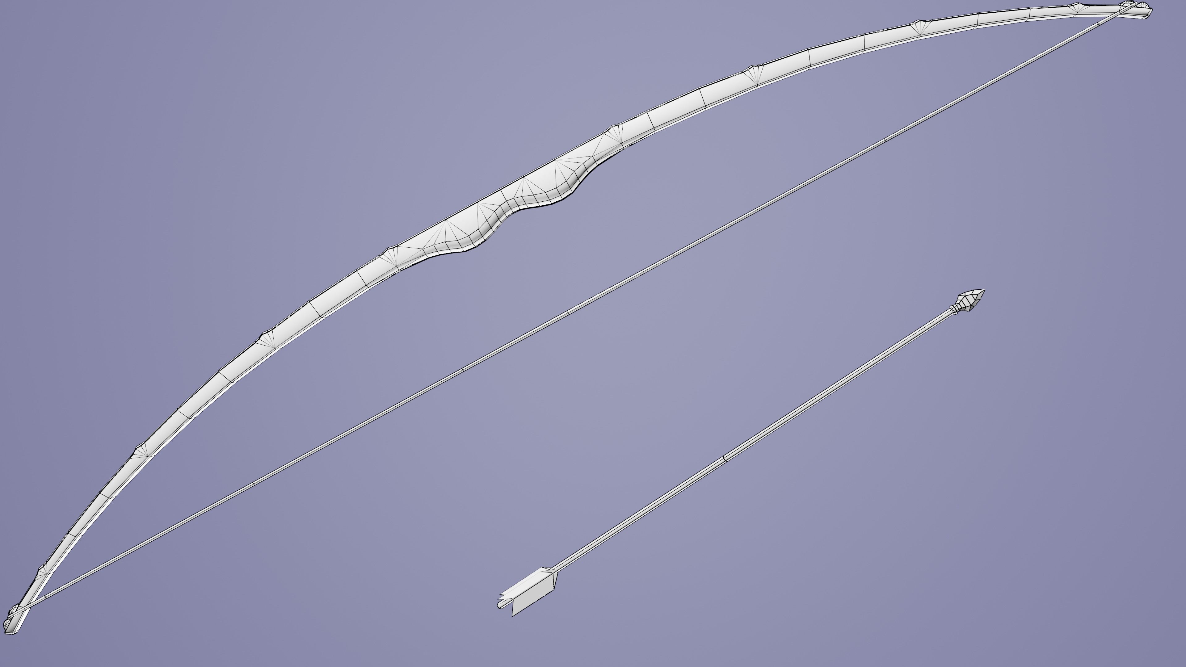 Bow with bamboo backing Low-poly 3D model_7