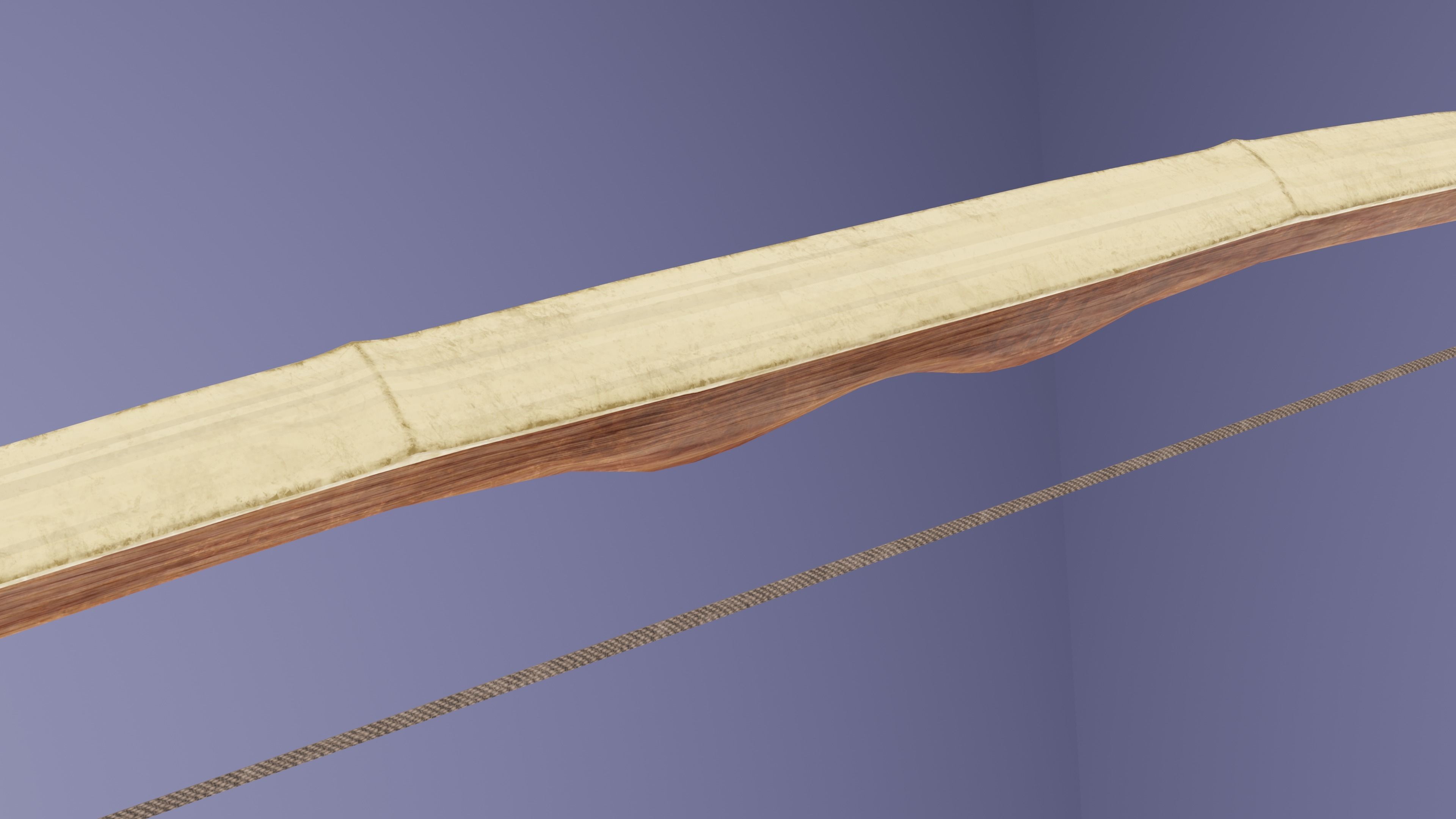 Bow with bamboo backing Low-poly 3D model_2