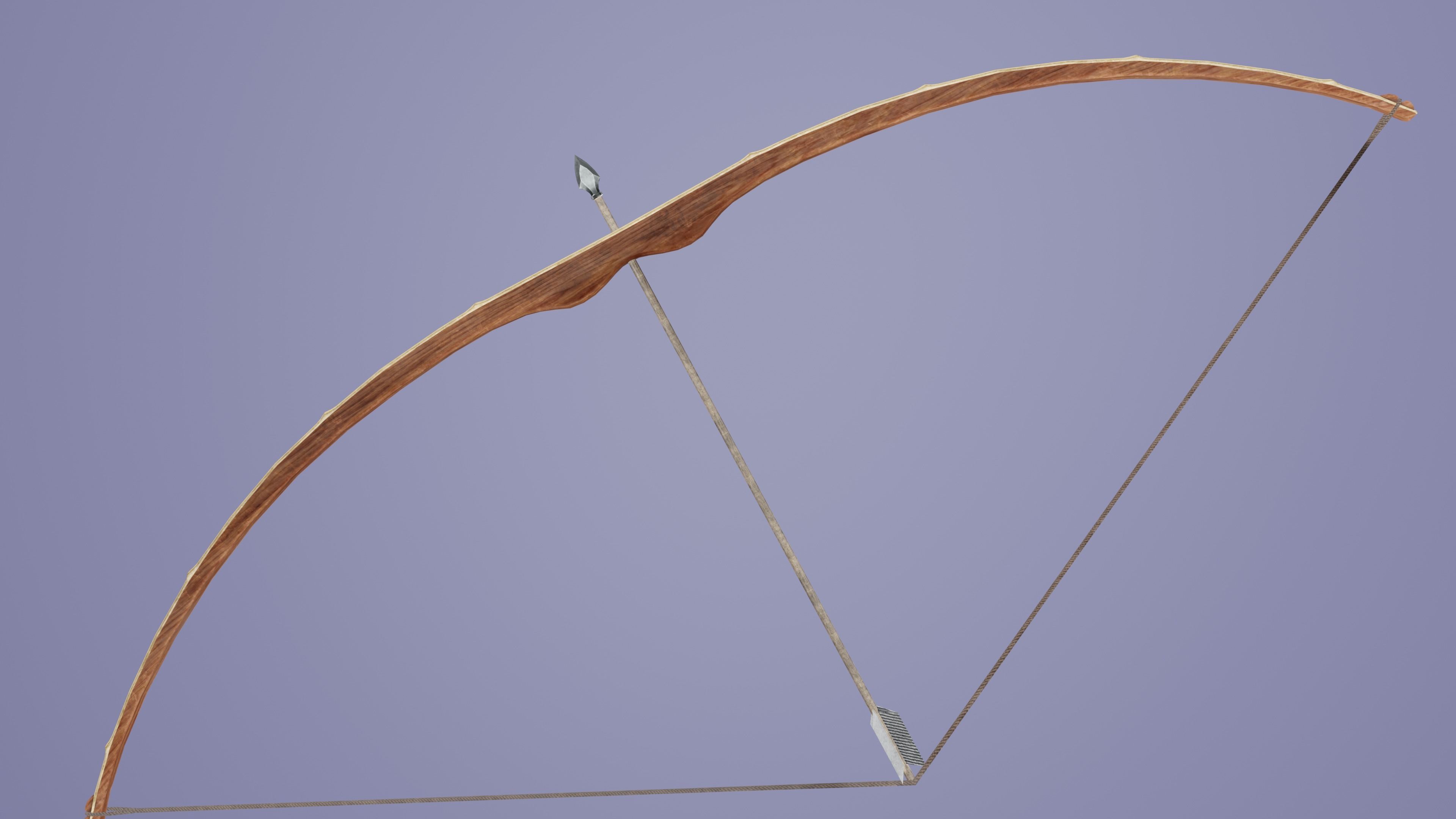 Bow with bamboo backing Low-poly 3D model_1