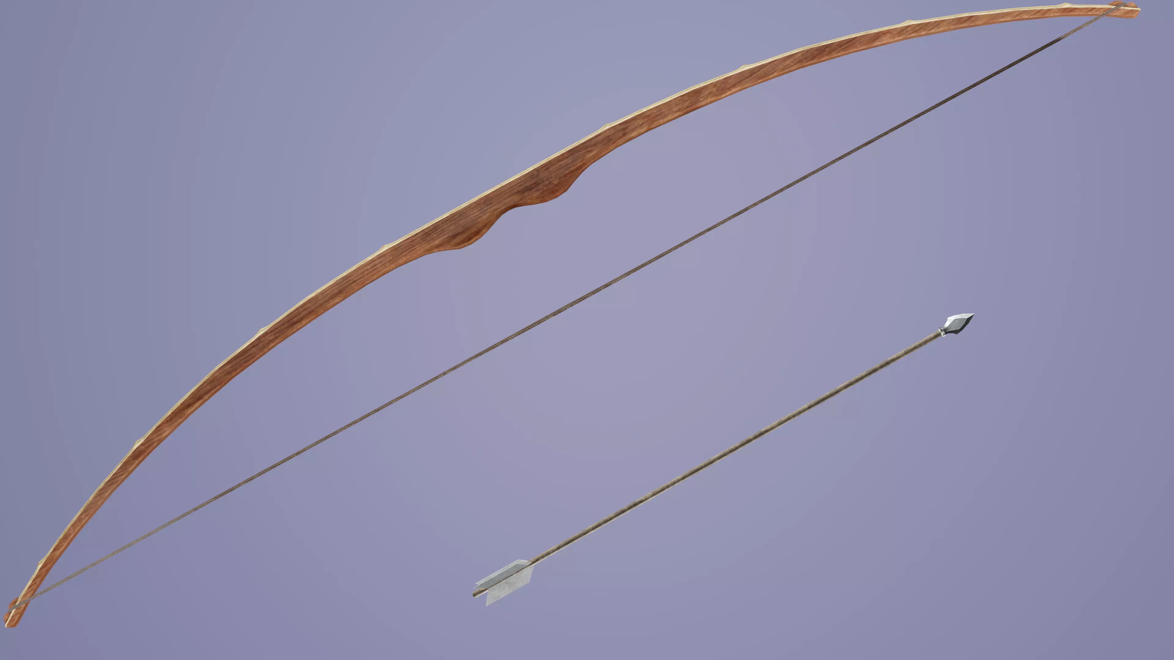 Bow with bamboo backing Low-poly 3D model_0