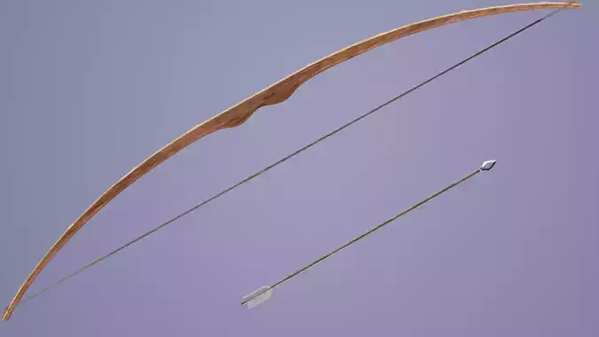Bow with bamboo backing Low-poly 3D model