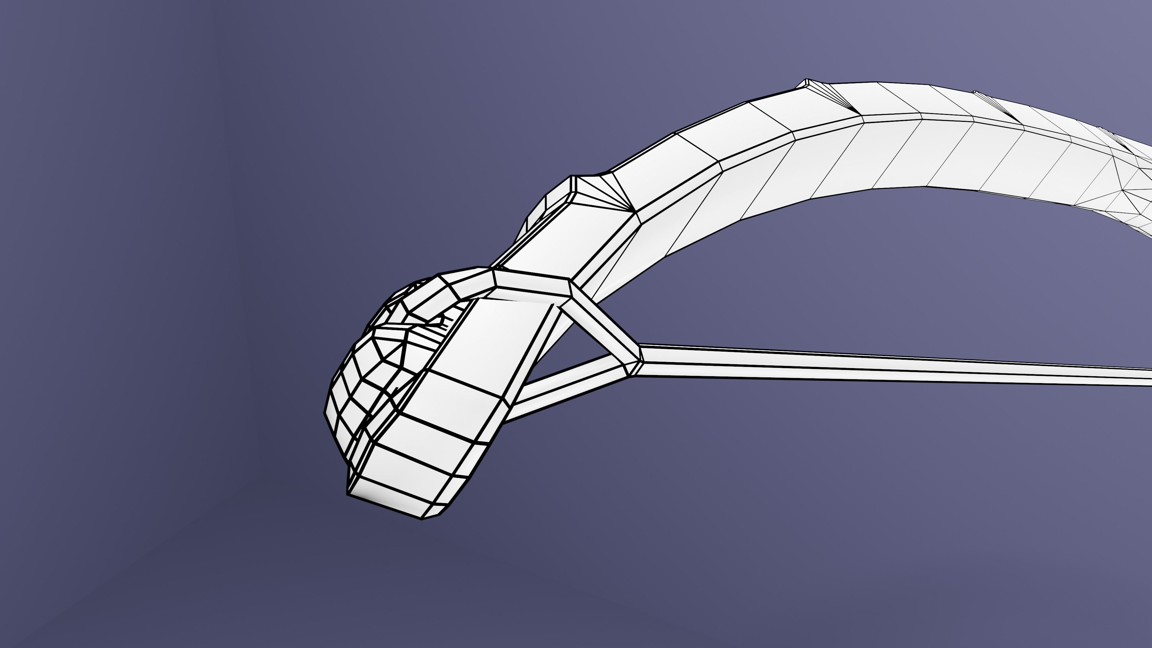 Bow with bamboo backing Low-poly 3D model_12