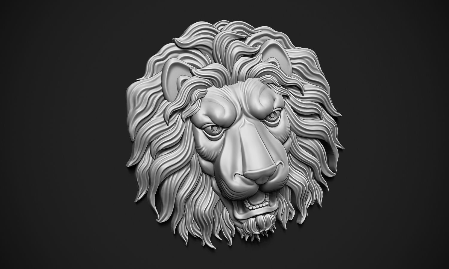 Lion Head Relief 3D print model_1
