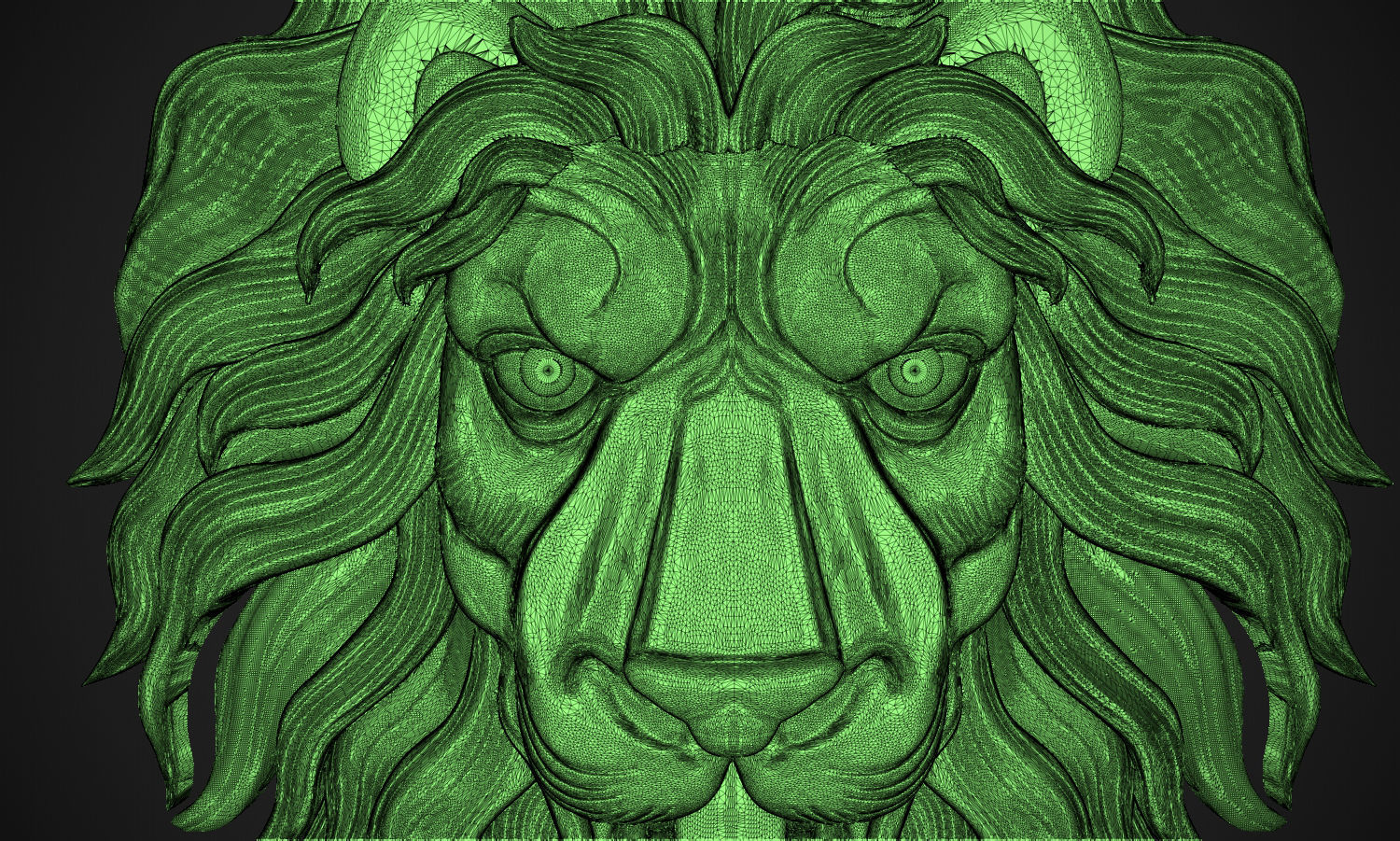 Lion Head Relief 3D print model_7