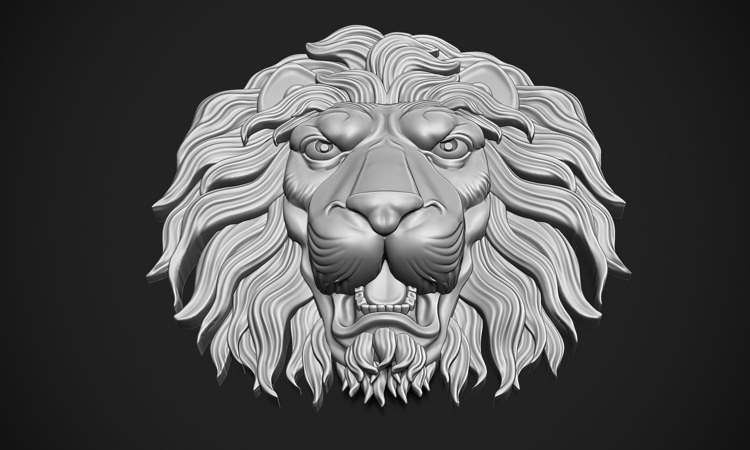 Lion Head Relief 3D print model_2