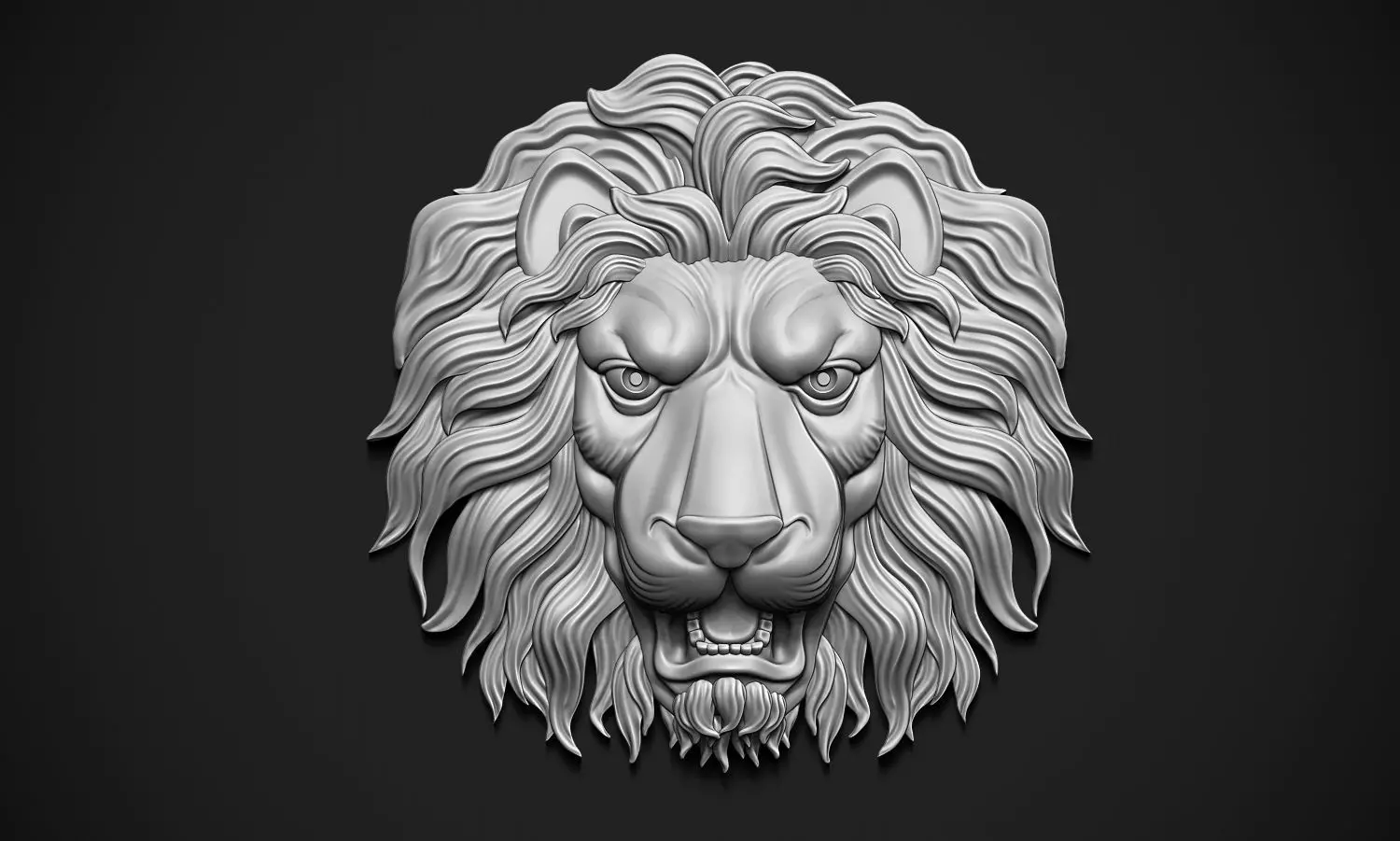 Lion Head Relief 3D print model_0