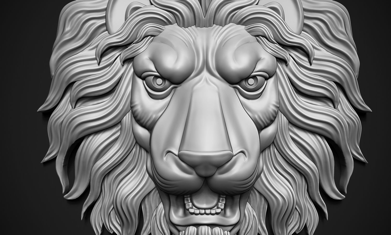 Lion Head Relief 3D print model_4