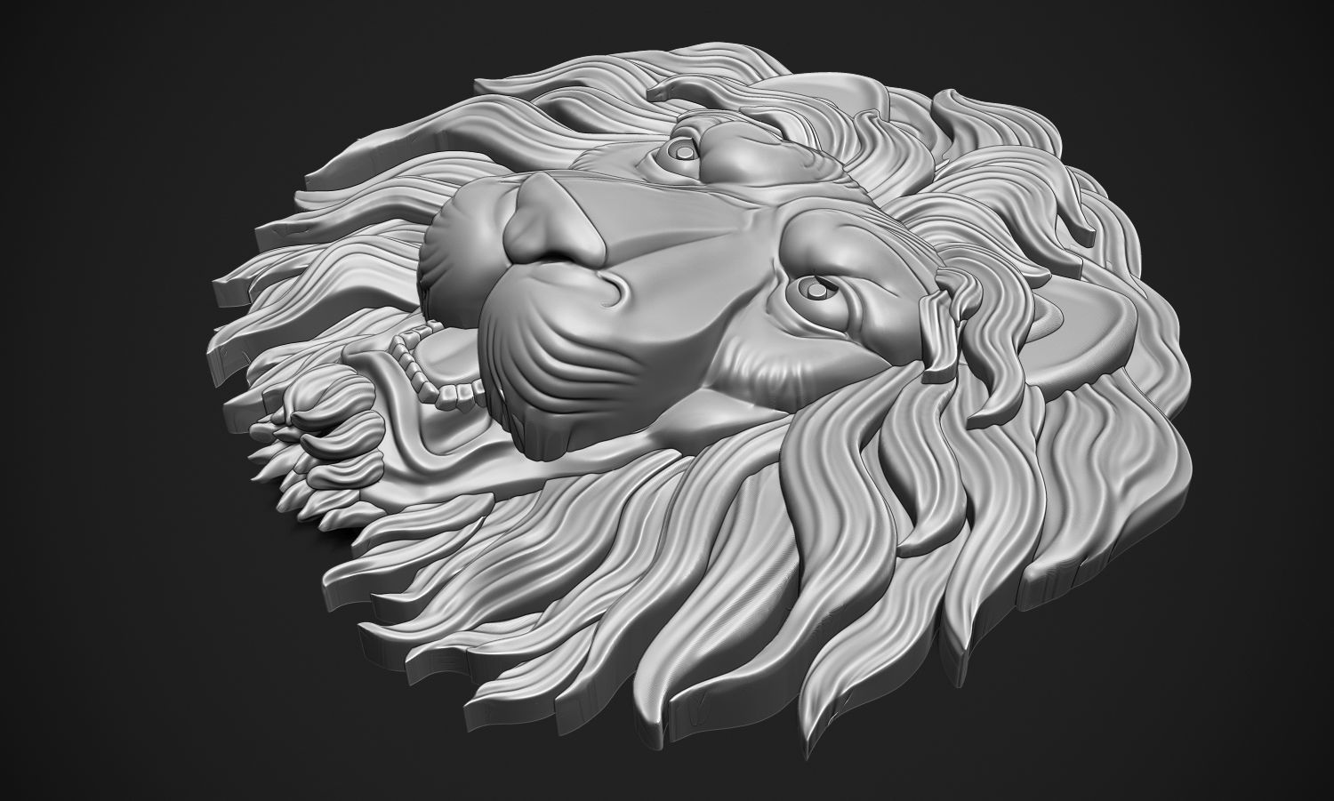 Lion Head Relief 3D print model_3