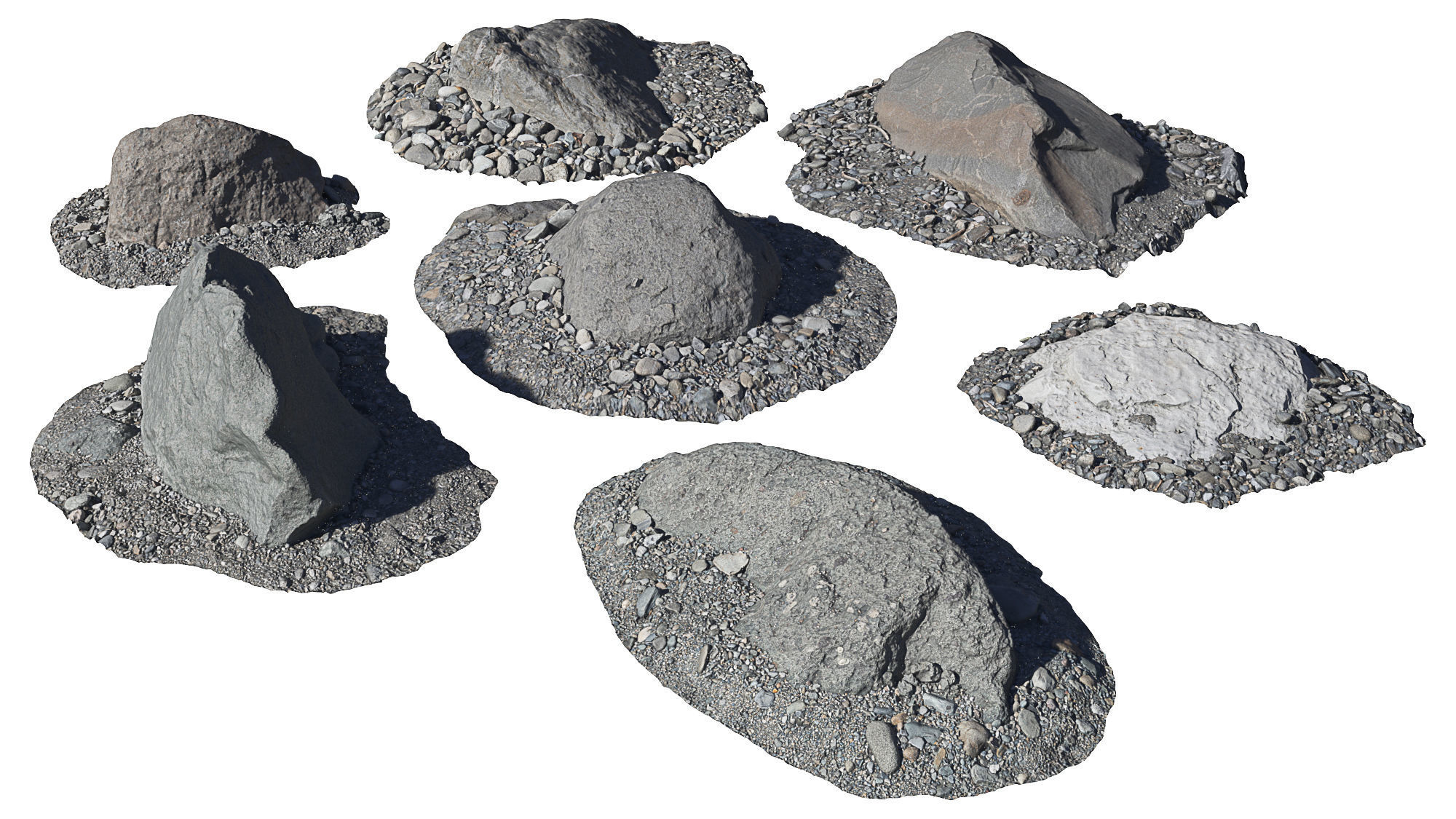 Beach Rock Low-poly 3D model_7