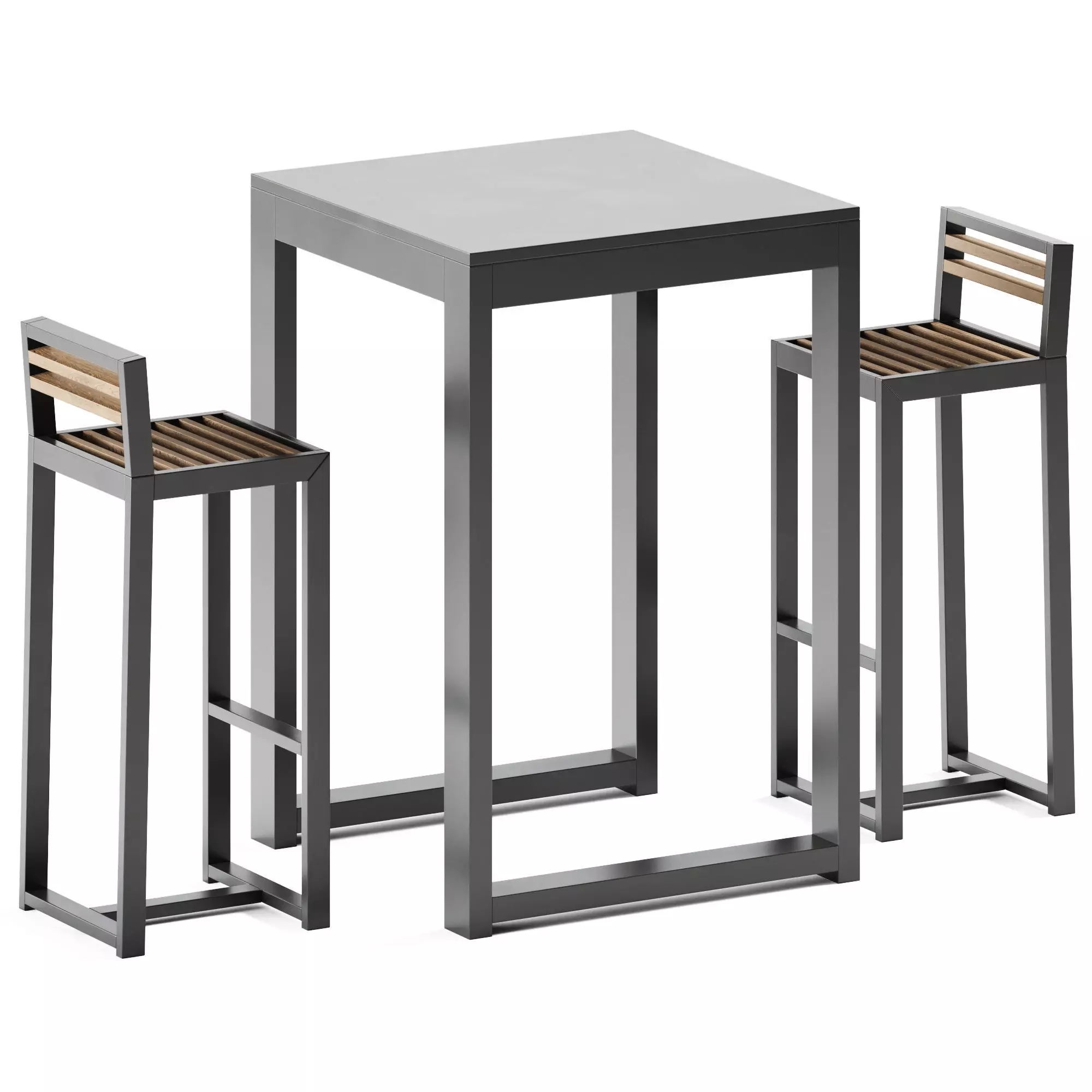 High Table Na Xemena and Bar Stool Dna Teak by Gandia Blasco 3D model