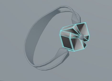 Ring with black glass and diamond 3D model_1