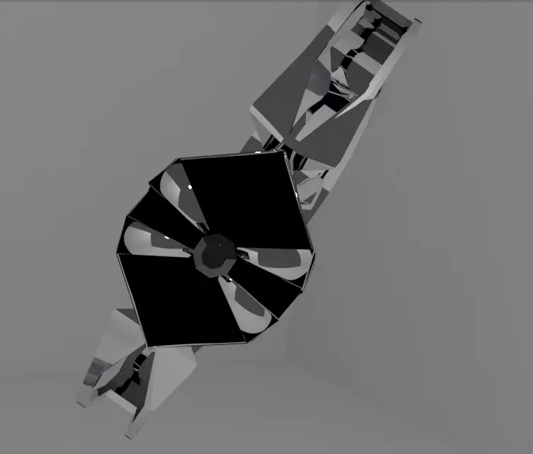 Ring with black glass and diamond 3D model_0