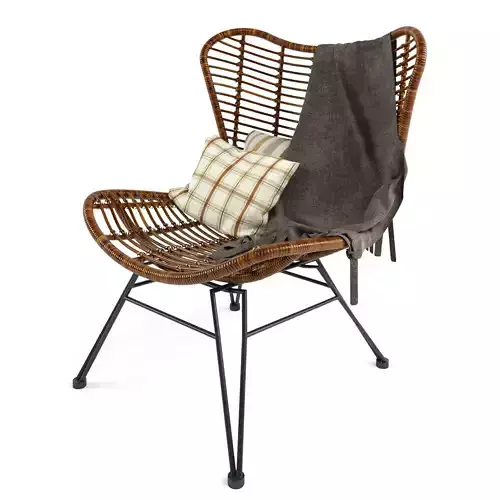 Costa wing chair with polyrattan 3D model