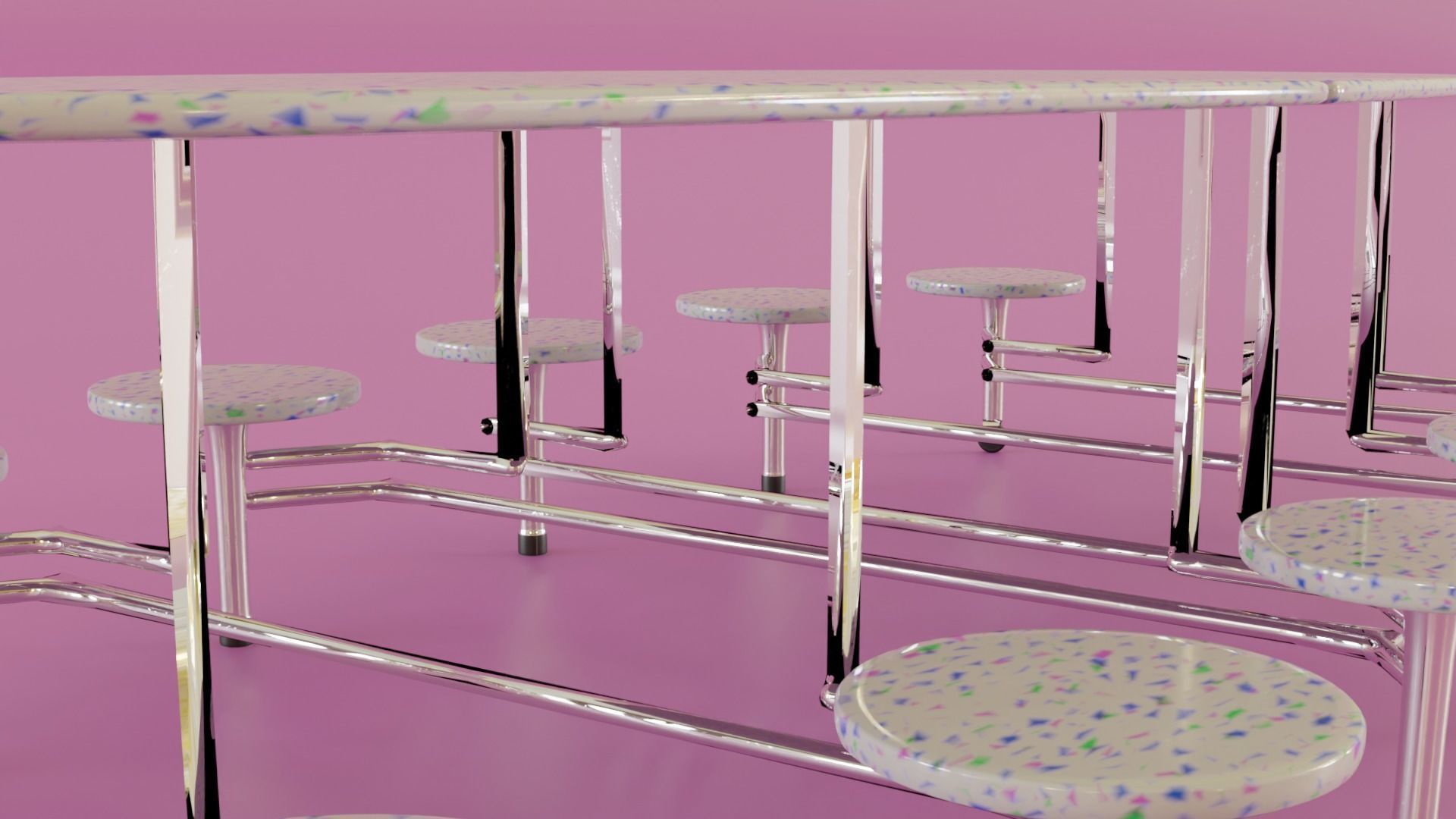 Low Poly Cafeteria Table Low-poly 3D model_3