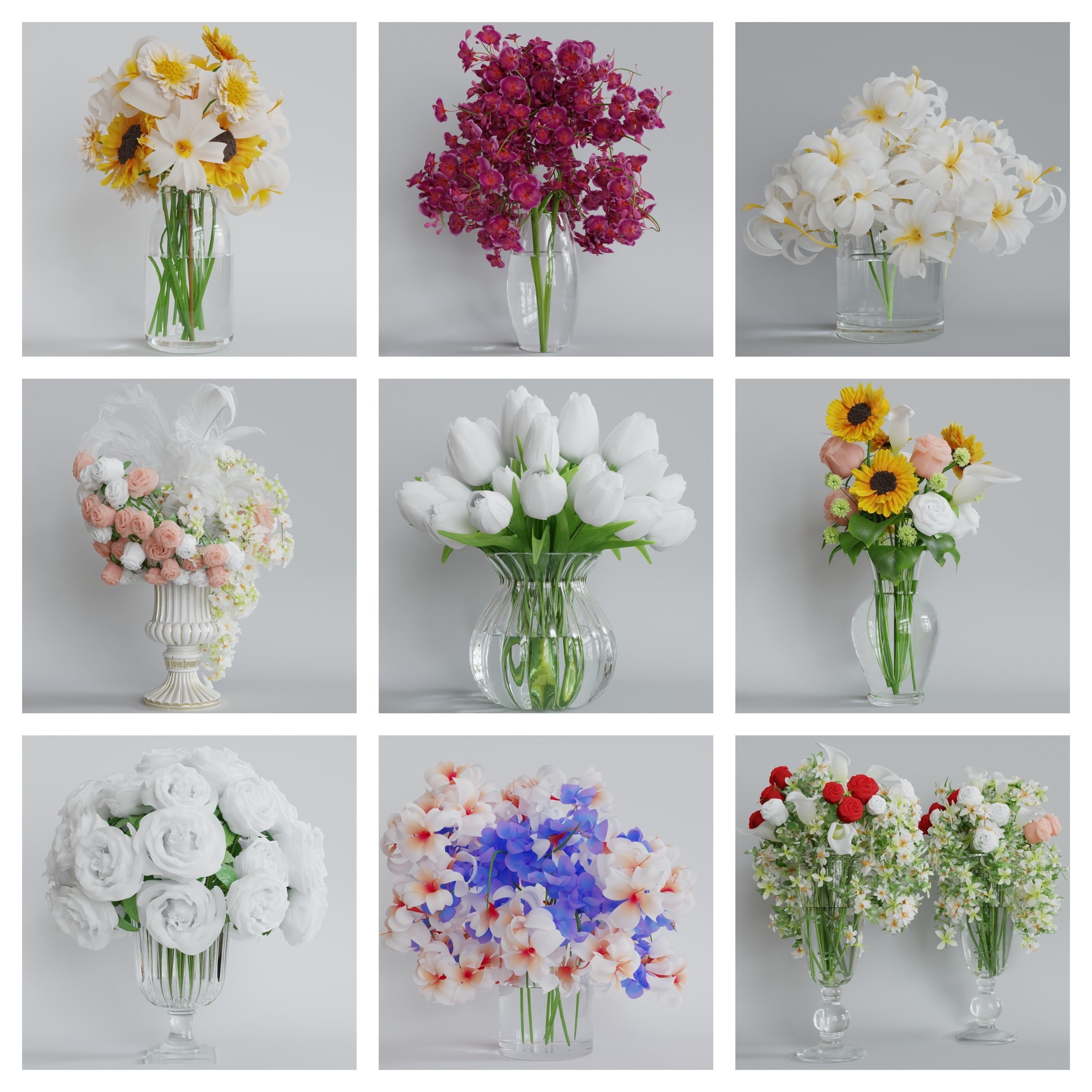Luxcore and Cycles Render Flowers  3D model_0