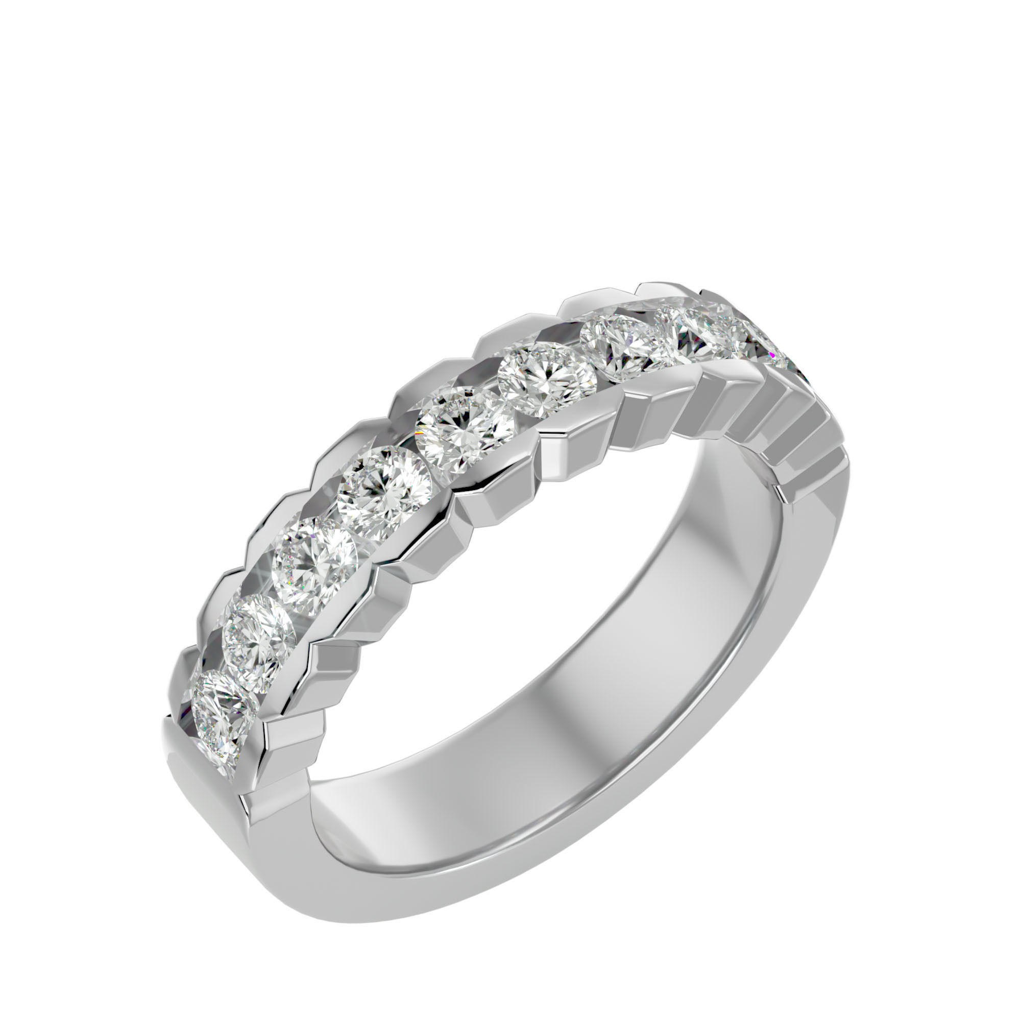 Eternity Band Diamond Ring with 360 View animation 3D print model_11