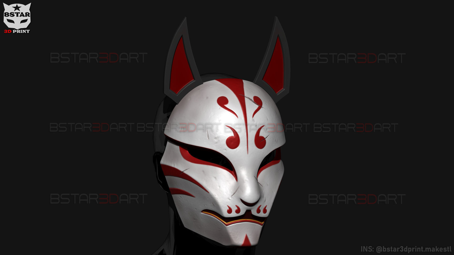Aragami 2 Mask - Kitsune Mask - Halloween Cosplay 3D print model_25