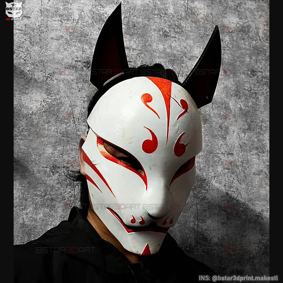 Aragami 2 Mask - Kitsune Mask - Halloween Cosplay 3D print model_5