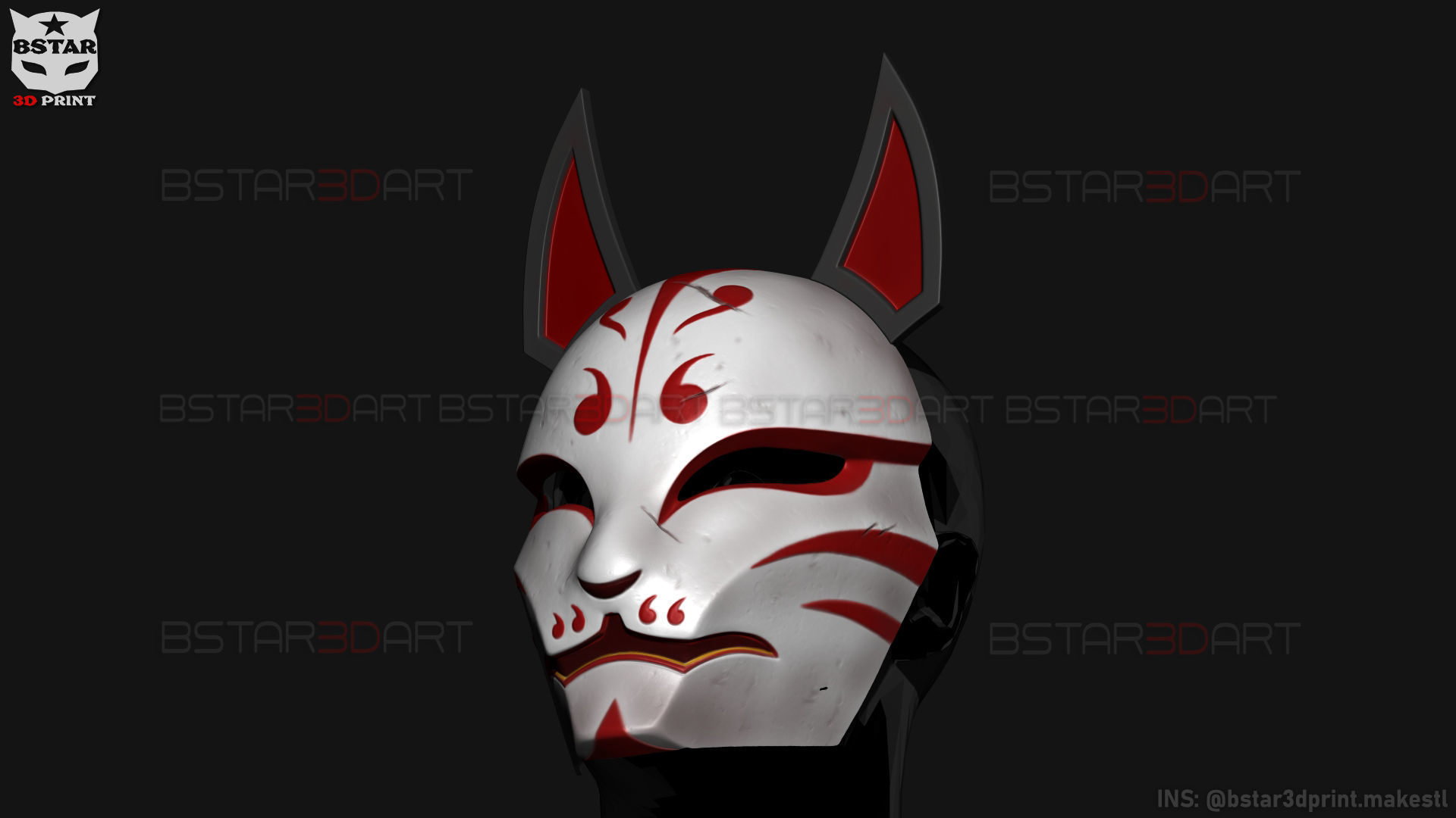 Aragami 2 Mask - Kitsune Mask - Halloween Cosplay 3D print model_26