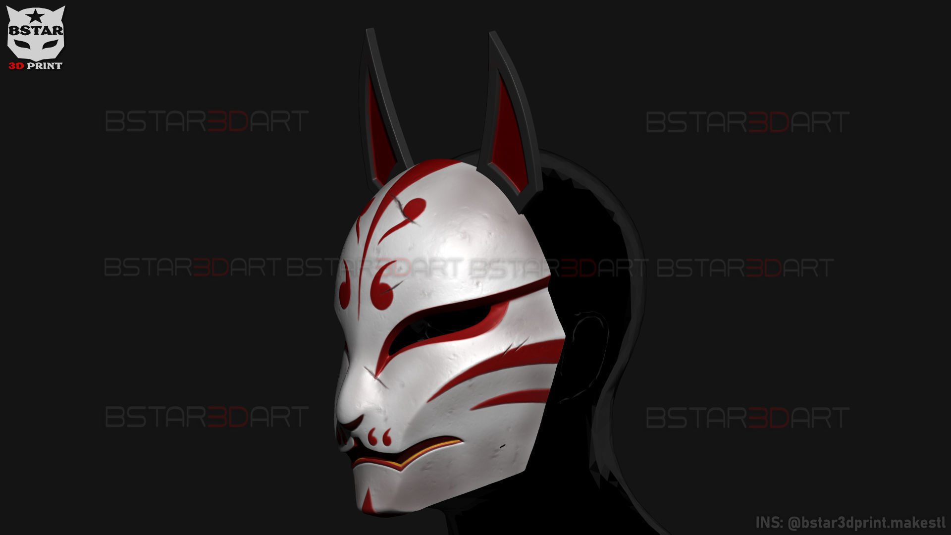 Aragami 2 Mask - Kitsune Mask - Halloween Cosplay 3D print model_19