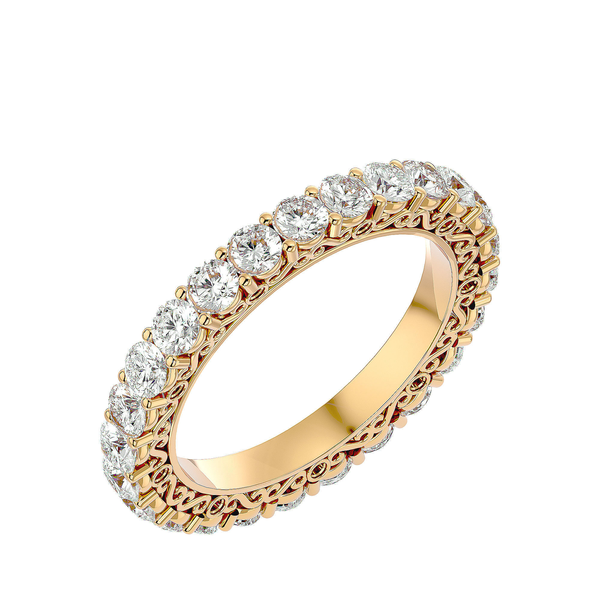 Eternity Band Diamond Ring with 360 View animation 3D print model_10