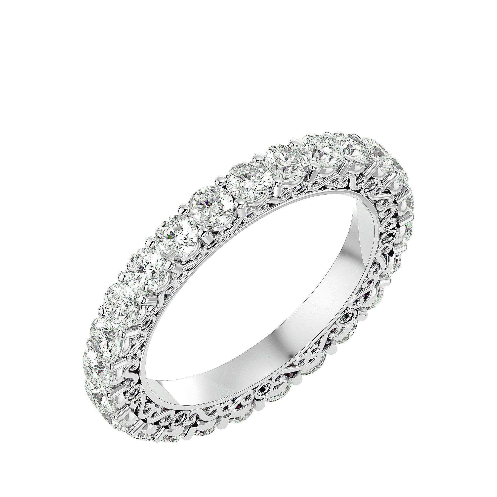 Eternity Band Diamond Ring with 360 View animation 3D print model_9