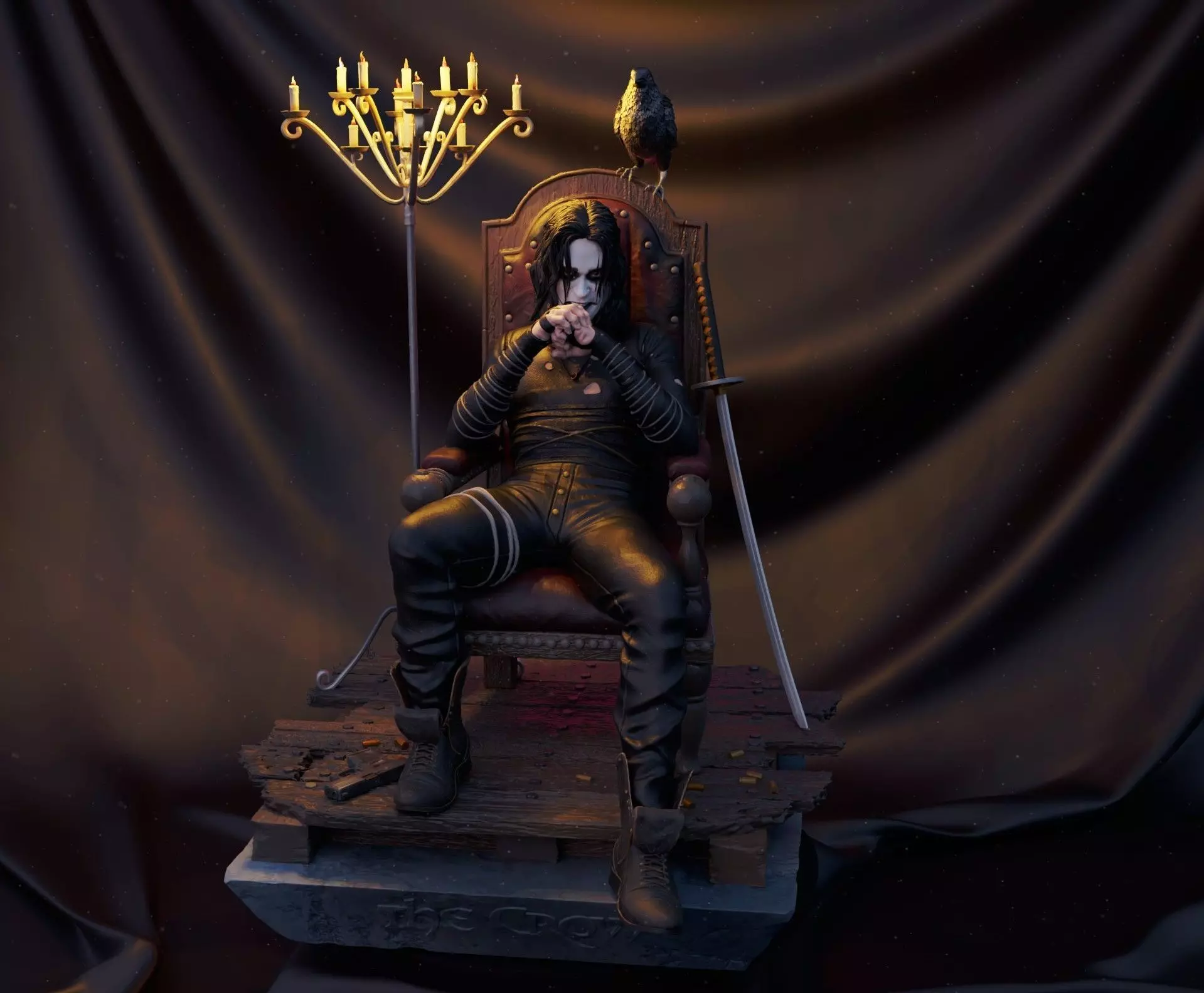 The Crow on Throne 3D print model_0