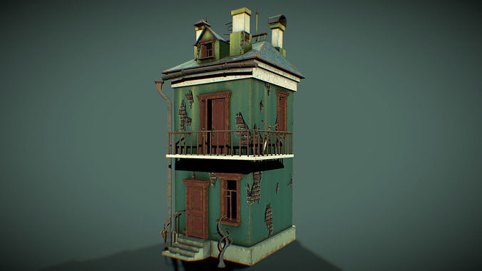 Old french house Low-poly 3D model