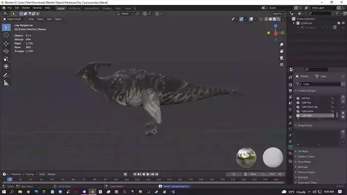 Textured Parasaur also known as parasaurolophus