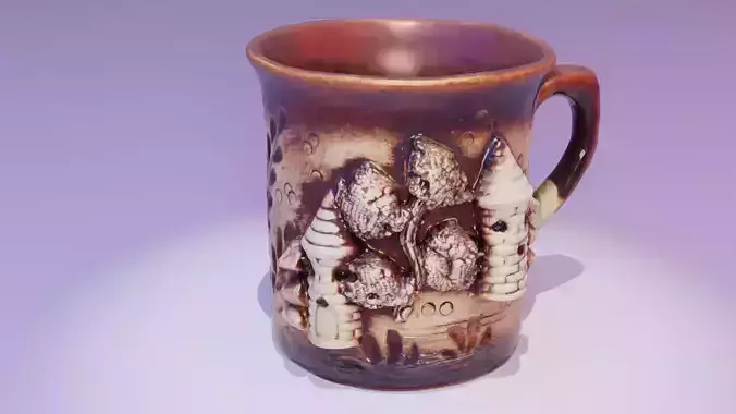 Ethnic clay cup high-poly