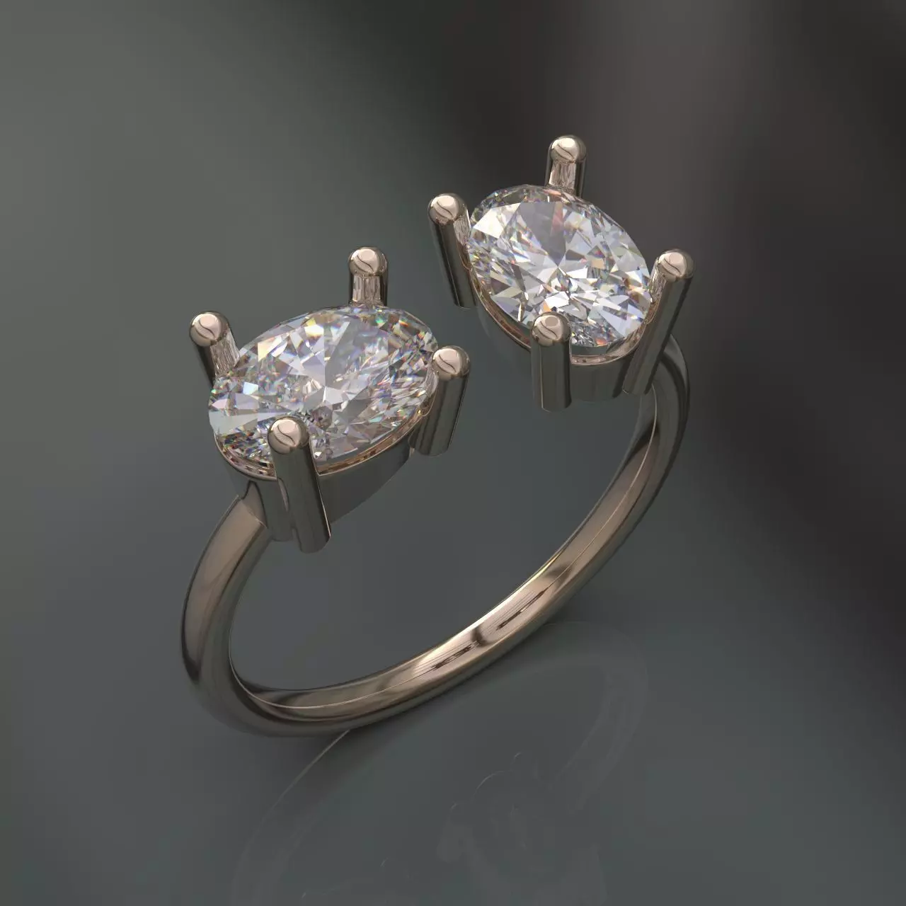 Two oval stone ring printable 3D print model_0