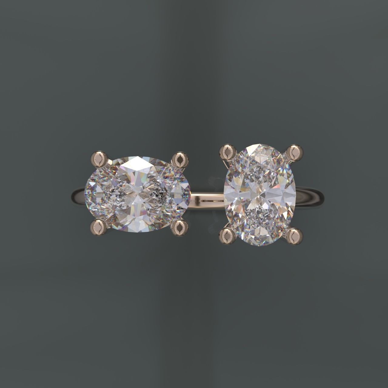 Two oval stone ring printable 3D print model_1