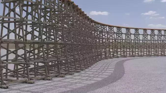 Wooden trestle bridge 3D model  Low-poly 3D model
