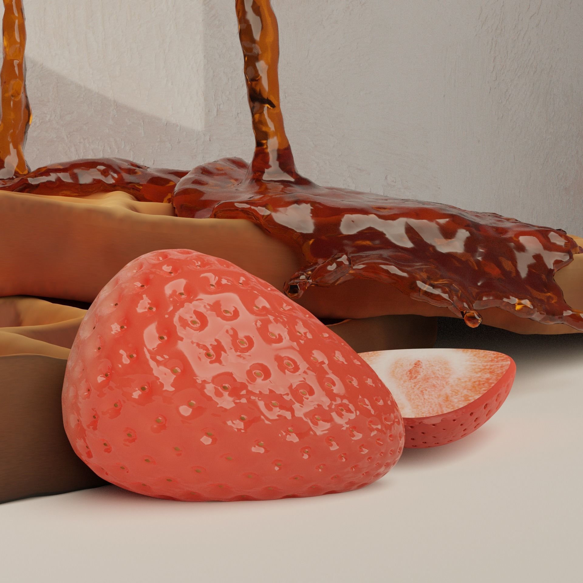 Waffle with honey 3D model_2