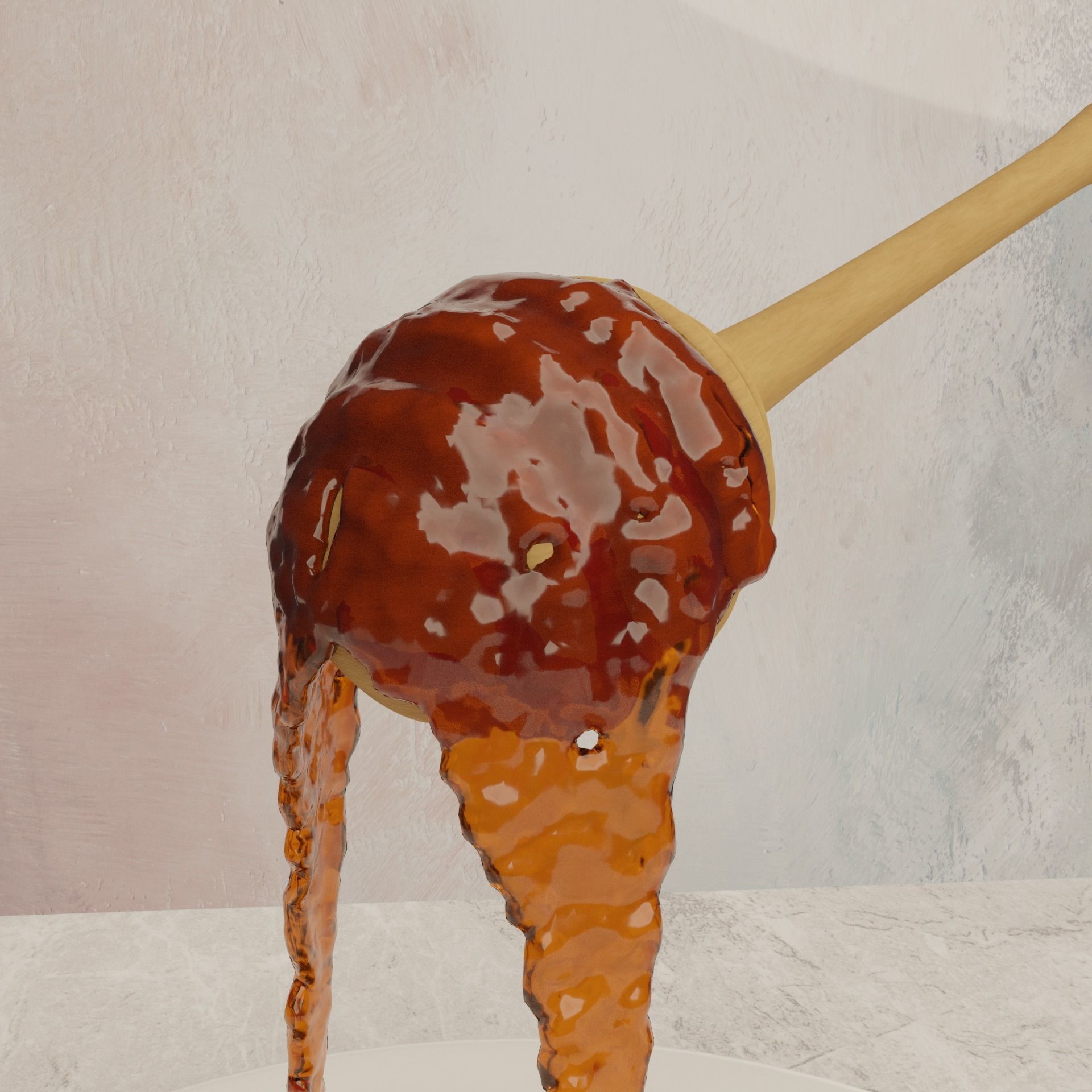 Waffle with honey 3D model_1