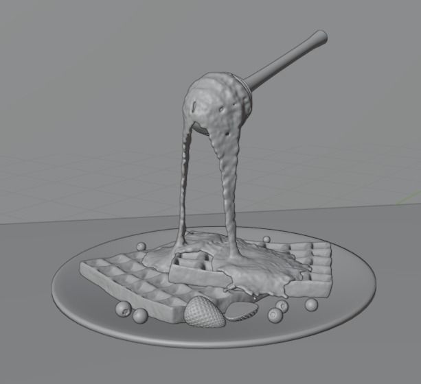 Waffle with honey 3D model_3